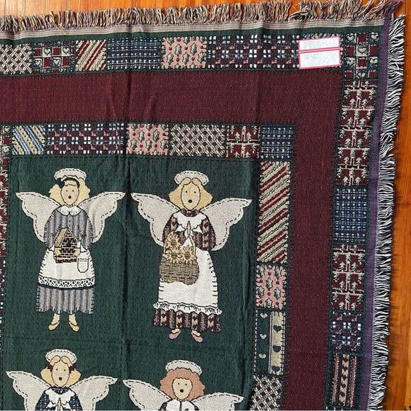 NWT Vintage Masterweave Inc Angel Quilt Tapestry Afghan Throw Blanket 55 X 73 In - Picture 3 of 9